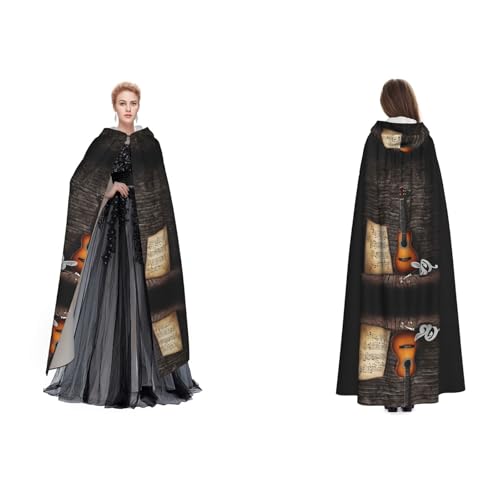 ZWLPNZZD Kapuzenumhang mit Gitarren-Aufdruck, lang und bequem, für Halloween, Rollenspiele und mehr, Schwarz, Einheitsgröße ZWLPNZZD Kapuzenumhang mit Gitarren-Aufdruck, lang und bequem, für Halloween, Rollenspiele und mehr, Schwarz, Einheitsgröße von ZWLPNZZD