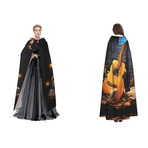 ZWLPNZZD Kapuzenumhang mit Gitarren-Aufdruck, lang und bequem für Halloween, Rollenspiele und mehr ZWLPNZZD Kapuzenumhang mit Gitarren-Aufdruck, lang und bequem für Halloween, Rollenspiele und mehr von ZWLPNZZD