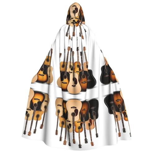 ZWLPNZZD Kapuzenumhang mit Gitarren-Druck, lang und bequem, für Halloween, Rollenspiele, Party, Cosplay, Herren und Damen von ZWLPNZZD