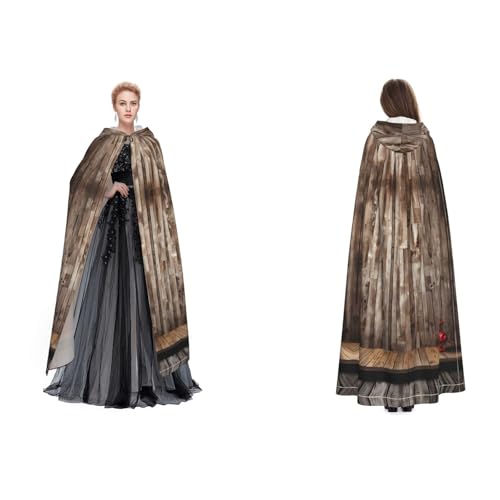 ZWLPNZZD Kapuzenumhang mit Holzdruck, lang und bequem für Halloween, Rollenspiele und mehr ZWLPNZZD Kapuzenumhang mit Holzdruck, lang und bequem für Halloween, Rollenspiele und mehr von ZWLPNZZD