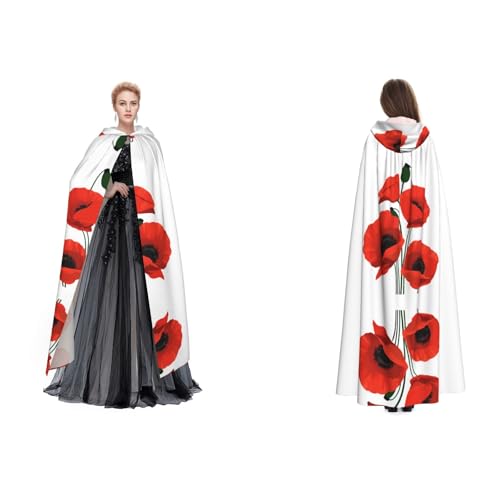 ZWLPNZZD Kapuzenumhang mit Mohnblumen-Druck, lang und bequem für Halloween, Rollenspiele und mehr ZWLPNZZD Kapuzenumhang mit Mohnblumen-Druck, lang und bequem für Halloween, Rollenspiele und mehr von ZWLPNZZD
