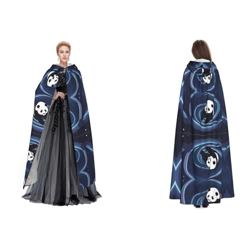 ZWLPNZZD Kapuzenumhang mit Panda-Druck, lang und bequem, für Halloween, Rollenspiele und mehr, Schwarz, Einheitsgröße von ZWLPNZZD