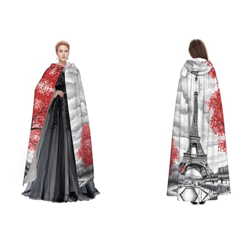 ZWLPNZZD Kapuzenumhang mit Paris-Druck, lang und bequem für Halloween, Rollenspiele und mehr ZWLPNZZD Kapuzenumhang mit Paris-Druck, lang und bequem für Halloween, Rollenspiele und mehr von ZWLPNZZD