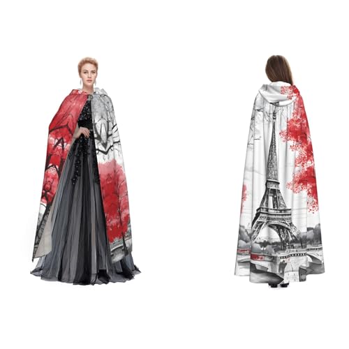 ZWLPNZZD Kapuzenumhang mit Paris-Druck, lang und bequem für Halloween, Rollenspiele und mehr ZWLPNZZD Kapuzenumhang mit Paris-Druck, lang und bequem für Halloween, Rollenspiele und mehr von ZWLPNZZD