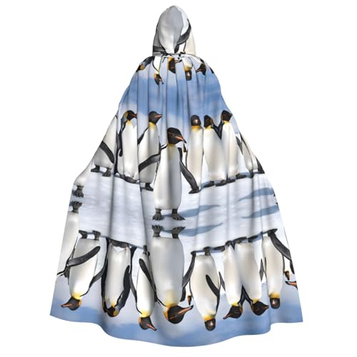 ZWLPNZZD Kapuzenumhang mit Pinguin-Druck, lang und bequem, für Halloween, Rollenspiele, Party, Cosplay, Herren und Damen von ZWLPNZZD