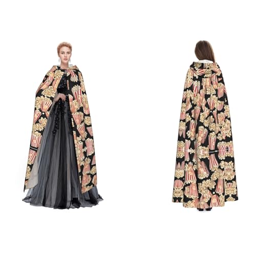 ZWLPNZZD Kapuzenumhang mit Popcorn-Druck, lang und bequem für Halloween, Rollenspiele und mehr ZWLPNZZD Kapuzenumhang mit Popcorn-Druck, lang und bequem für Halloween, Rollenspiele und mehr von ZWLPNZZD