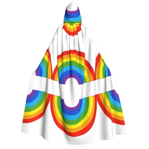 ZWLPNZZD Kapuzenumhang mit Regenbogen-Druck, lang und bequem, für Halloween, Rollenspiele, Party, Cosplay, Herren und Damen von ZWLPNZZD