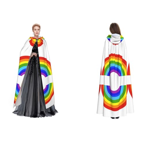 ZWLPNZZD Kapuzenumhang mit Regenbogen-Druck, lang und bequem für Halloween, Rollenspiele und mehr ZWLPNZZD Kapuzenumhang mit Regenbogen-Druck, lang und bequem für Halloween, Rollenspiele und mehr von ZWLPNZZD