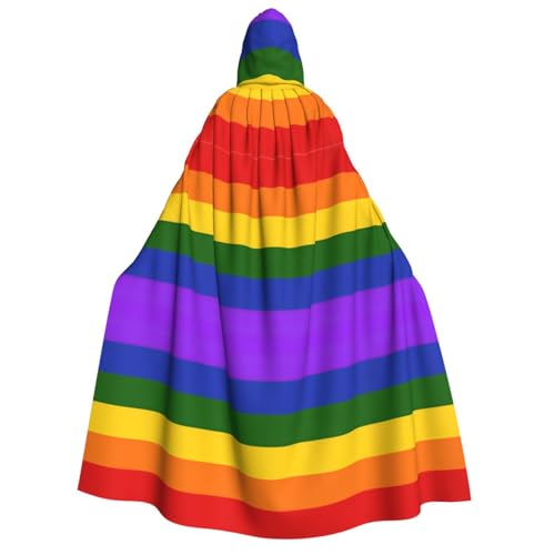ZWLPNZZD Kapuzenumhang mit Regenbogen-Flagge, lang und bequem, für Halloween, Rollenspiele, Party, Cosplay, Herren und Damen von ZWLPNZZD