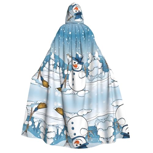 ZWLPNZZD Kapuzenumhang mit Schneemänner-Aufdruck, lang und bequem, für Halloween, Rollenspiele, Party, Cosplay, Herren und Damen von ZWLPNZZD