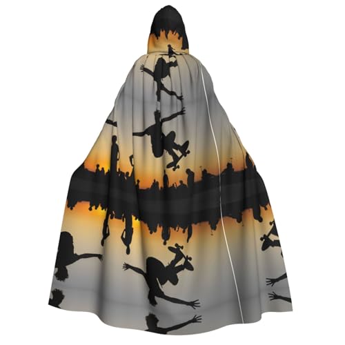 ZWLPNZZD Kapuzenumhang mit Skateboard-Aufdruck, lang und bequem, für Halloween, Rollenspiele, Party, Cosplay, Herren und Damen von ZWLPNZZD