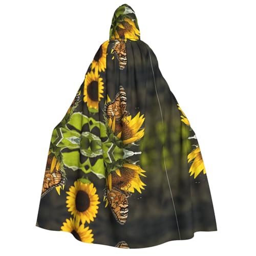 ZWLPNZZD Kapuzenumhang mit Sonnenblumen-Motiv, lang und bequem, für Halloween, Rollenspiele, Party, Cosplay, Herren und Damen von ZWLPNZZD