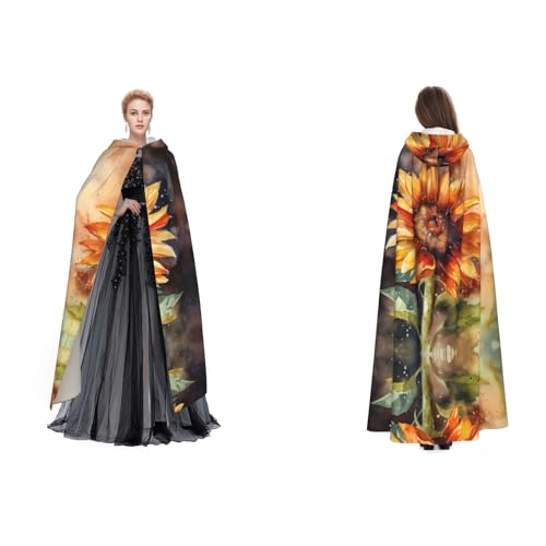 ZWLPNZZD Kapuzenumhang mit Sonnenblumenmuster, lang und bequem, für Halloween, Rollenspiele und mehr, Schwarz, Einheitsgröße ZWLPNZZD Kapuzenumhang mit Sonnenblumenmuster, lang und bequem, für Halloween, Rollenspiele und mehr, Schwarz, Einheitsgröße von ZWLPNZZD
