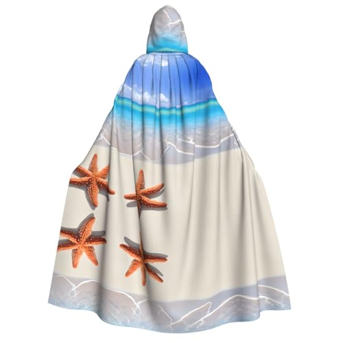 ZWLPNZZD Kapuzenumhang mit Strandaufdruck, lang und bequem, für Halloween, Rollenspiele, Party, Cosplay, Herren und Damen von ZWLPNZZD