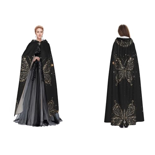 ZWLPNZZD Kapuzenumhang mit Strass-Schmetterlings-Aufdruck, lang und bequem für Halloween, Rollenspiele und mehr ZWLPNZZD Kapuzenumhang mit Strass-Schmetterlings-Aufdruck, lang und bequem für Halloween, Rollenspiele und mehr von ZWLPNZZD