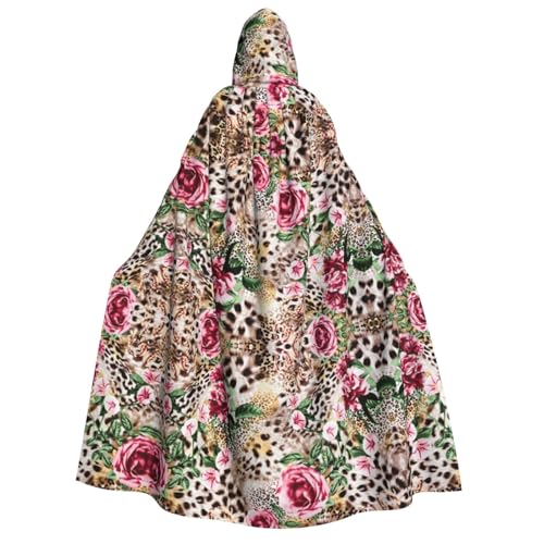 ZWLPNZZD Kapuzenumhang mit Tiermotiv, Tiger, Leopardenmuster, Rose, Blume, lang, bequem, für Halloween, Rollenspiele, Party, Cosplay, Herren und Damen von ZWLPNZZD
