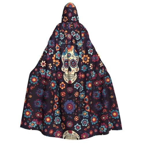 ZWLPNZZD Kapuzenumhang mit Totenkopf-Aufdruck, lang und bequem, für Halloween, Rollenspiele, Party, Cosplay, Herren und Damen von ZWLPNZZD