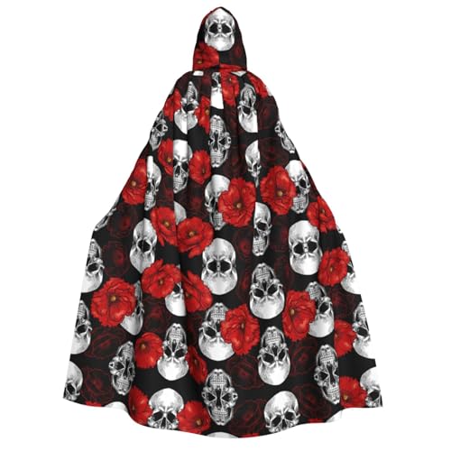 ZWLPNZZD Kapuzenumhang mit Totenkopf-Motiv, lang und bequem, für Halloween, Rollenspiele, Party, Cosplay, Herren und Damen von ZWLPNZZD