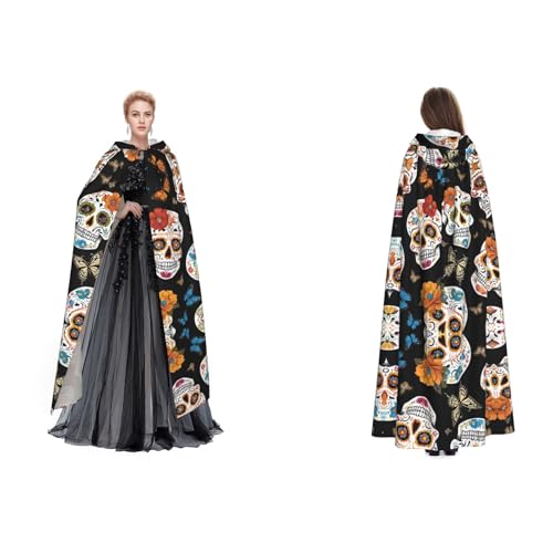 ZWLPNZZD Kapuzenumhang mit Totenkopf-Motiv, lang und bequem für Halloween, Rollenspiele und mehr von ZWLPNZZD