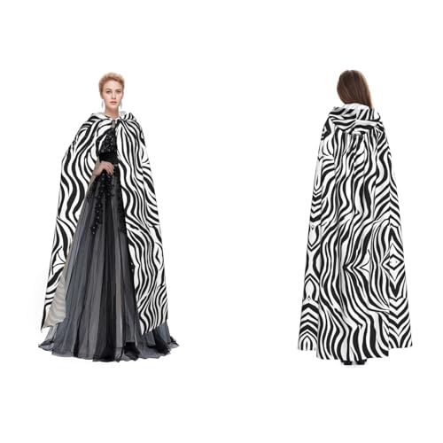 ZWLPNZZD Kapuzenumhang mit Zebramuster, lang und bequem, für Halloween, Rollenspiele und mehr, Schwarz, Einheitsgröße ZWLPNZZD Kapuzenumhang mit Zebramuster, lang und bequem, für Halloween, Rollenspiele und mehr, Schwarz, Einheitsgröße von ZWLPNZZD