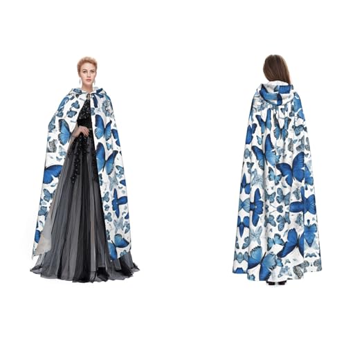 ZWLPNZZD Kapuzenumhang mit blauem Schmetterlings-Aufdruck, lang und bequem für Halloween, Rollenspiele und mehr ZWLPNZZD Kapuzenumhang mit blauem Schmetterlings-Aufdruck, lang und bequem für Halloween, Rollenspiele und mehr von ZWLPNZZD