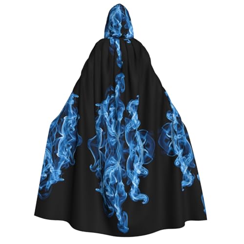 ZWLPNZZD Kapuzenumhang mit blauer Flamme, lang und bequem, für Halloween, Rollenspiele, Party, Cosplay, Herren und Damen von ZWLPNZZD