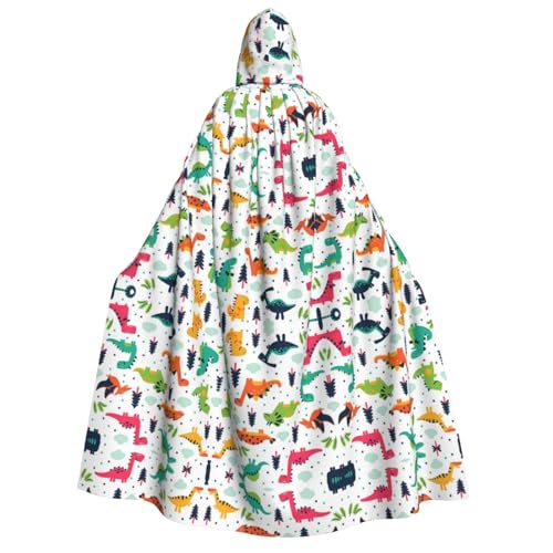 ZWLPNZZD Kapuzenumhang mit buntem Dinosaurier-Druck, lang und bequem, für Halloween, Rollenspiele, Party, Cosplay, Herren und Damen von ZWLPNZZD
