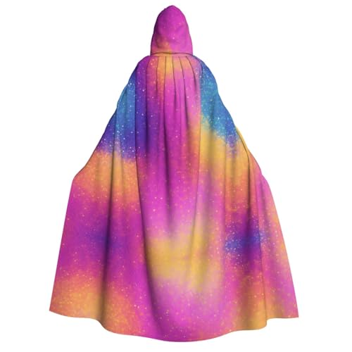 ZWLPNZZD Kapuzenumhang mit buntem Sternenlicht, lang und bequem, für Halloween, Rollenspiele, Party, Cosplay, Herren und Damen von ZWLPNZZD