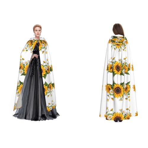 ZWLPNZZD Kapuzenumhang mit gelben Sonnenblumen und weißen Blumen, lang und bequem für Halloween, Rollenspiele und mehr ZWLPNZZD Kapuzenumhang mit gelben Sonnenblumen und weißen Blumen, lang und bequem für Halloween, Rollenspiele und mehr von ZWLPNZZD