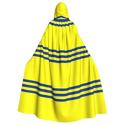ZWLPNZZD Kapuzenumhang mit gelben und blauen Streifen, lang und bequem, für Halloween, Rollenspiele, Party, Cosplay, Herren und Damen von ZWLPNZZD