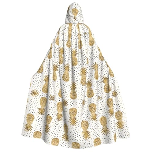 ZWLPNZZD Kapuzenumhang mit goldfarbenem Glitzer-Ananas-Motiv, lang und bequem, für Halloween, Rollenspiele, Party, Cosplay, Herren und Damen von ZWLPNZZD