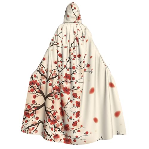 ZWLPNZZD Kapuzenumhang mit japanischem Frühlingspflaumen-Blumenmuster, lang und bequem, für Halloween, Rollenspiele, Party, Cosplay, Herren und Damen von ZWLPNZZD