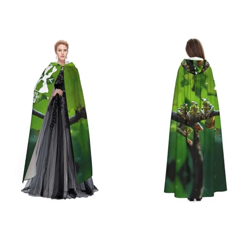 ZWLPNZZD Kapuzenumhang mit lustigem Frosch-Aufdruck, lang und bequem für Halloween, Rollenspiele und mehr von ZWLPNZZD