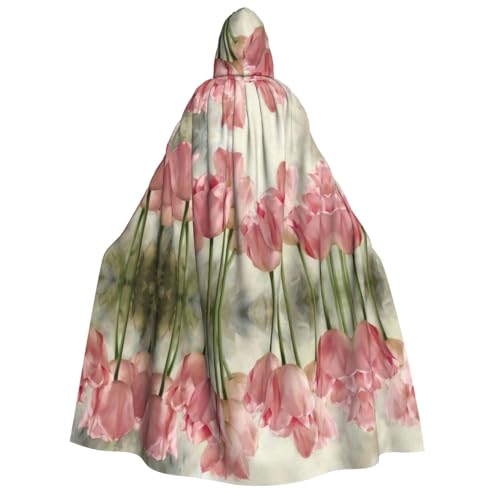 ZWLPNZZD Kapuzenumhang mit rosa Tulpen bedruckt, lang und bequem, für Halloween, Rollenspiele, Party, Cosplay, Herren und Damen ZWLPNZZD Kapuzenumhang mit rosa Tulpen bedruckt, lang und bequem, für Halloween, Rollenspiele, Party, Cosplay, Herren und Damen von ZWLPNZZD