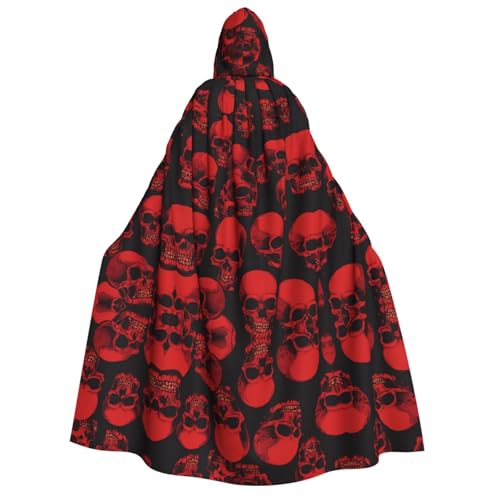 ZWLPNZZD Kapuzenumhang mit rotem Totenkopf, lang und bequem, für Halloween, Rollenspiele, Party, Cosplay, Herren und Damen von ZWLPNZZD