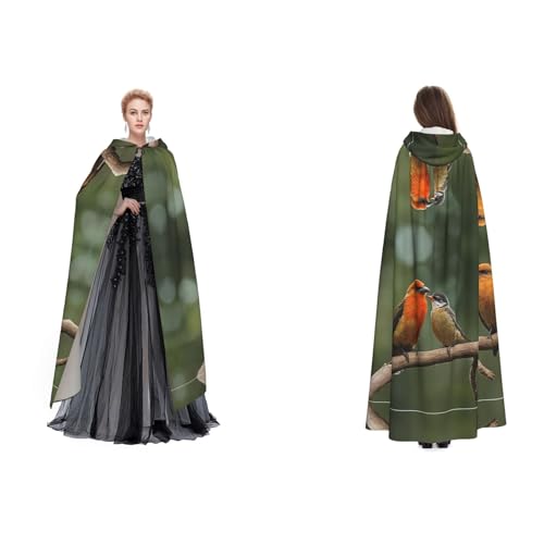 ZWLPNZZD Kapuzenumhang mit rotem Vogelaufdruck, lang und bequem für Halloween, Rollenspiele und mehr ZWLPNZZD Kapuzenumhang mit rotem Vogelaufdruck, lang und bequem für Halloween, Rollenspiele und mehr von ZWLPNZZD