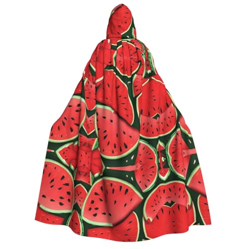 ZWLPNZZD Kapuzenumhang mit rotem Wassermelonen-Druck, lang und bequem, für Halloween, Rollenspiele, Party, Cosplay, Herren und Damen von ZWLPNZZD