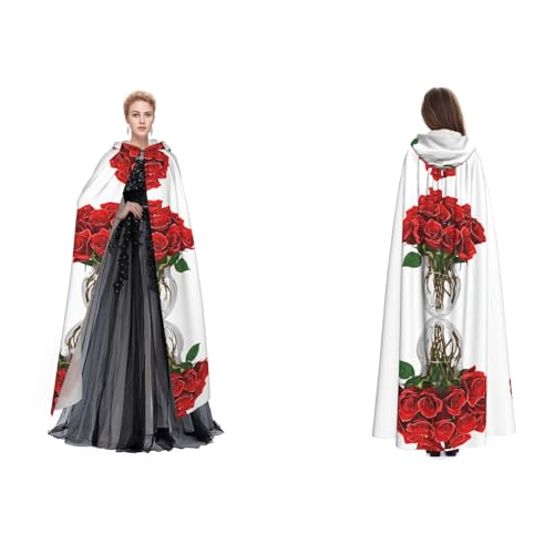ZWLPNZZD Kapuzenumhang mit roten Rosen, lang und bequem, für Halloween, Rollenspiele und mehr, Schwarz, Einheitsgröße ZWLPNZZD Kapuzenumhang mit roten Rosen, lang und bequem, für Halloween, Rollenspiele und mehr, Schwarz, Einheitsgröße von ZWLPNZZD