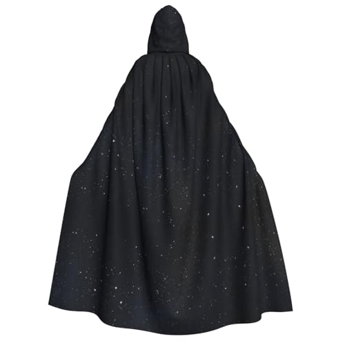 ZWLPNZZD Kapuzenumhang mit schwarzem Glitzer, lang und bequem, für Halloween, Rollenspiele, Party, Cosplay, Herren und Damen von ZWLPNZZD