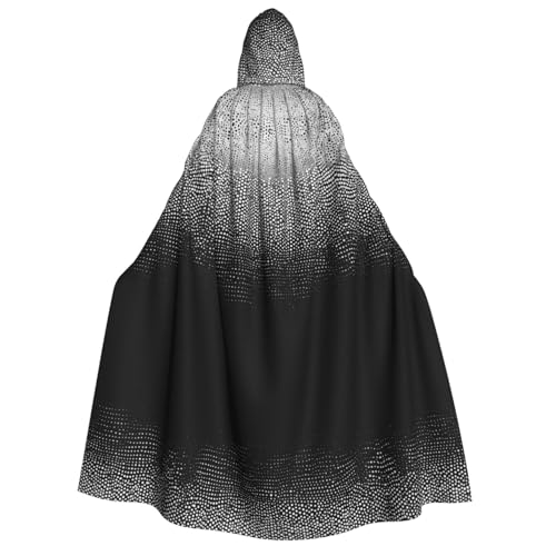 ZWLPNZZD Kapuzenumhang mit schwarzem und weißem Glitzer, lang und bequem, für Halloween, Rollenspiele, Party, Cosplay, Herren und Damen von ZWLPNZZD