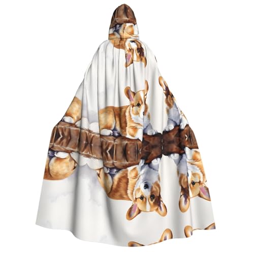 ZWLPNZZD Kapuzenumhang mit süßem Corgi-Druck, lang und bequem, für Halloween, Rollenspiele, Party, Cosplay, Herren und Damen ZWLPNZZD Kapuzenumhang mit süßem Corgi-Druck, lang und bequem, für Halloween, Rollenspiele, Party, Cosplay, Herren und Damen von ZWLPNZZD