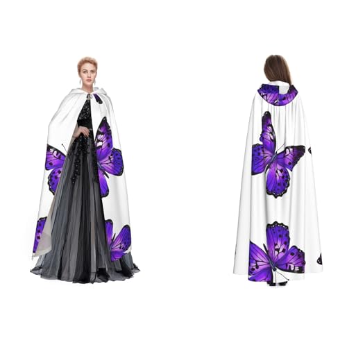 ZWLPNZZD Kapuzenumhang mit süßem violettem Schmetterlings-Aufdruck, lang und bequem, für Halloween, Rollenspiele und mehr, Schwarz, Einheitsgröße ZWLPNZZD Kapuzenumhang mit süßem violettem Schmetterlings-Aufdruck, lang und bequem, für Halloween, Rollenspiele und mehr, Schwarz, Einheitsgröße von ZWLPNZZD