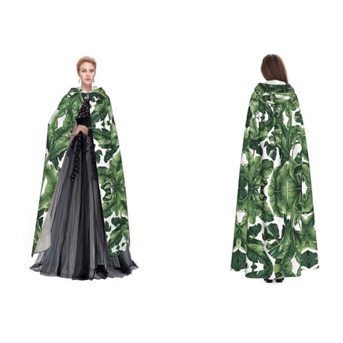 ZWLPNZZD Kapuzenumhang mit tropischem Bananen-Palmblatt-Druck, lang und bequem, für Halloween, Rollenspiele und mehr, Schwarz, Einheitsgröße ZWLPNZZD Kapuzenumhang mit tropischem Bananen-Palmblatt-Druck, lang und bequem, für Halloween, Rollenspiele und mehr, Schwarz, Einheitsgröße von ZWLPNZZD