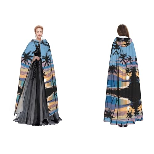 ZWLPNZZD Kapuzenumhang mit tropischem Sonnenuntergang-Druck, lang und bequem für Halloween, Rollenspiele und mehr ZWLPNZZD Kapuzenumhang mit tropischem Sonnenuntergang-Druck, lang und bequem für Halloween, Rollenspiele und mehr von ZWLPNZZD