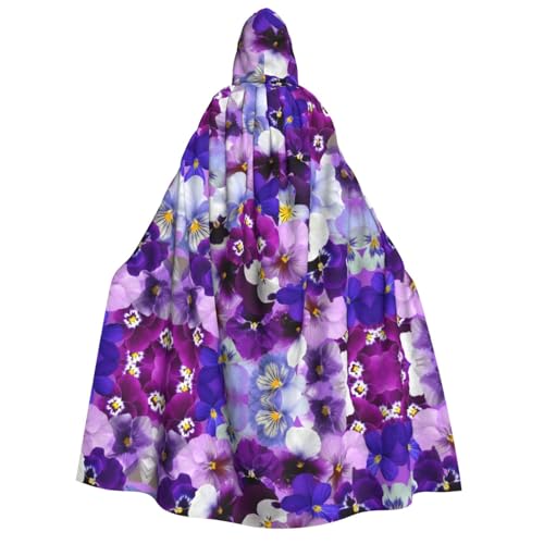 ZWLPNZZD Kapuzenumhang mit violetter Blume, lang und bequem, für Halloween, Rollenspiele, Party, Cosplay, Herren und Damen von ZWLPNZZD