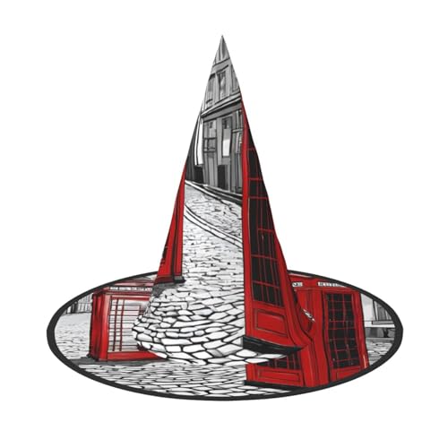 ZWLPNZZD Londoner rote Telefonzelle, bedruckter faltbarer Halloween-Hut, Urlaub, Kostüm, Kappe, Cosplay, Party, Hexenhüte, 2 Stück von ZWLPNZZD