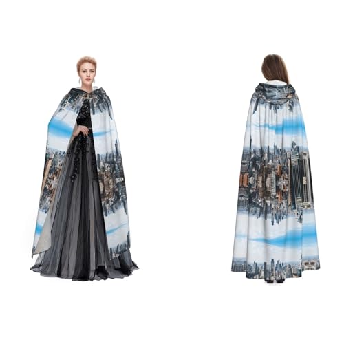 ZWLPNZZD New York Fashion City Print Kapuzenumhang lang und bequem für Halloween, Rollenspiele und mehr, Schwarz, Einheitsgröße von ZWLPNZZD