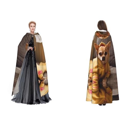 ZWLPNZZD Niedlicher Umhang mit Kapuze und Chihuahua-Druck, lang und bequem für Halloween, Rollenspiele und mehr, Schwarz, Einheitsgröße ZWLPNZZD Niedlicher Umhang mit Kapuze und Chihuahua-Druck, lang und bequem für Halloween, Rollenspiele und mehr, Schwarz, Einheitsgröße von ZWLPNZZD
