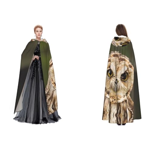 ZWLPNZZD Outdoor-Umhang mit Eulen-Druck, lang und bequem für Halloween, Rollenspiele und mehr von ZWLPNZZD
