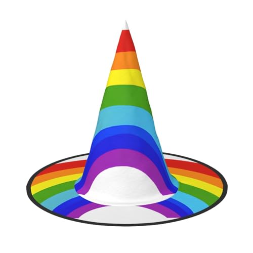 ZWLPNZZD Regenbogen Druck) Bedruckter faltbarer Halloween-Hut Urlaub Kostüm Kappe Cosplay Party Hexenhüte 1 von ZWLPNZZD